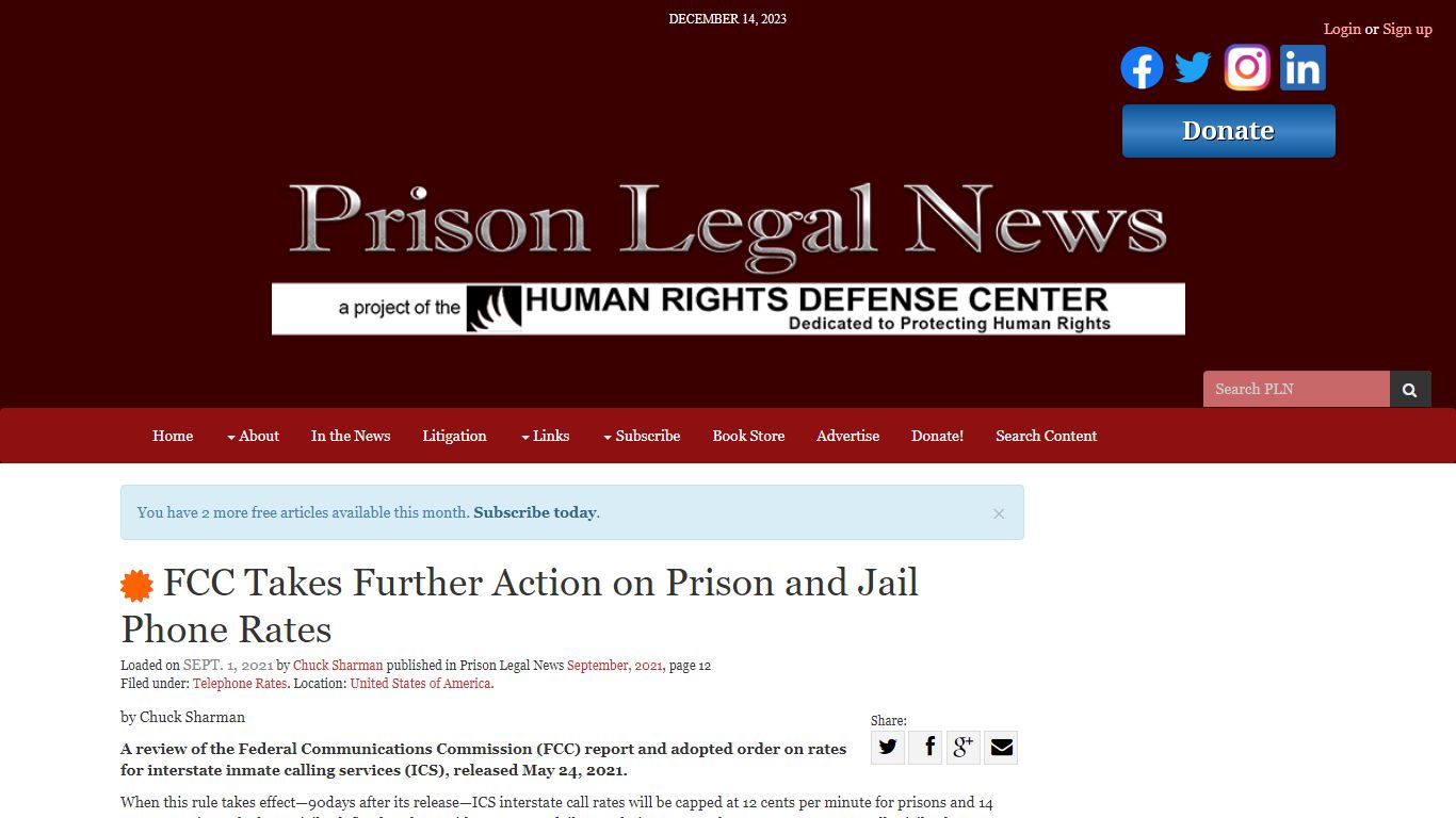 FCC Takes Further Action on Prison and Jail Phone Rates